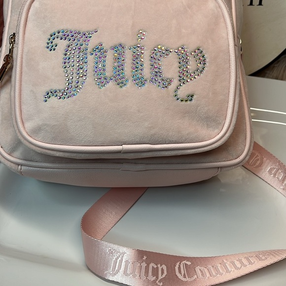 JUICY COUTURE BABY PINK VELVET BACKPACK π - Picture 10 of 11